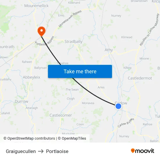 Graiguecullen to Portlaoise map