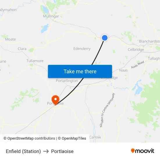 Enfield (Station) to Portlaoise map