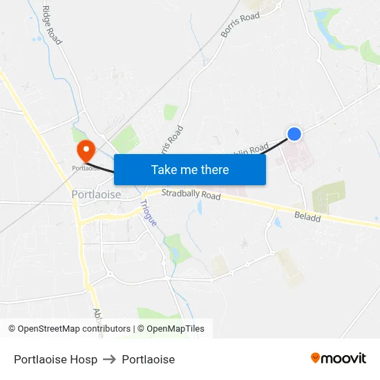 Portlaoise Hosp to Portlaoise map