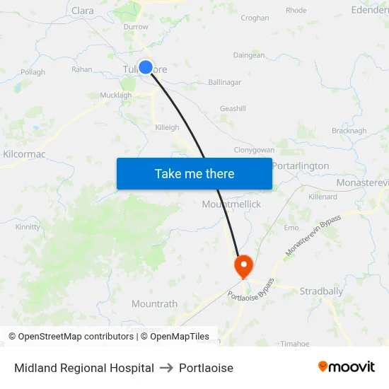 Midland Regional Hospital to Portlaoise map