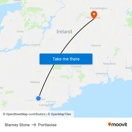 Blarney Stone to Portlaoise map