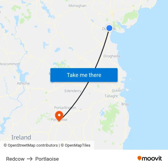 Redcow to Portlaoise map
