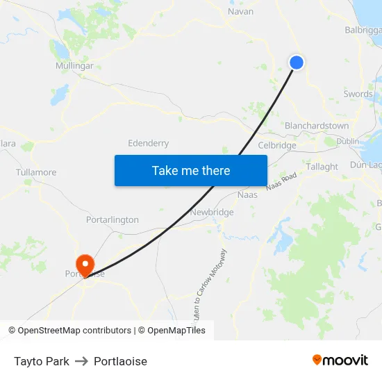 Tayto Park to Portlaoise map
