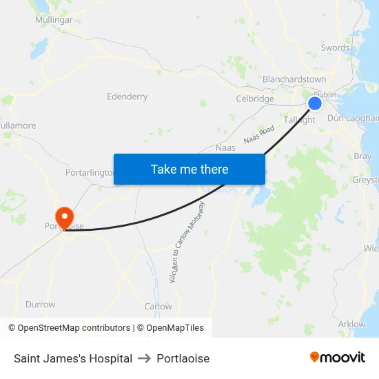 Saint James's Hospital to Portlaoise map