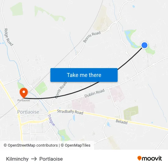 Kilminchy to Portlaoise map