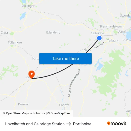 Hazelhatch and Celbridge Station to Portlaoise map