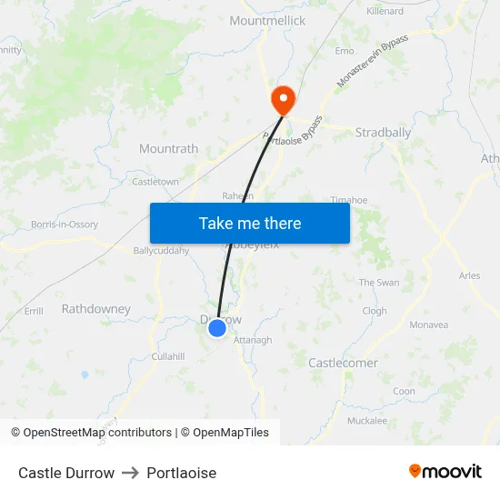 Castle Durrow to Portlaoise map
