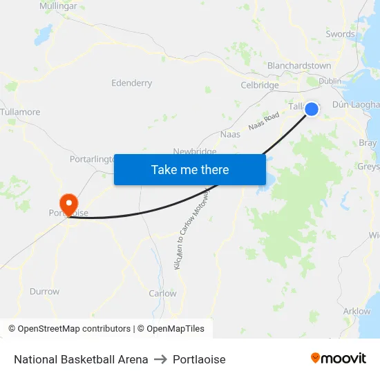 National Basketball Arena to Portlaoise map