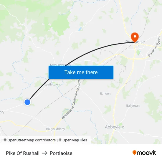 Pike Of Rushall to Portlaoise map