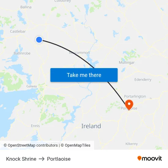 Knock Shrine to Portlaoise map