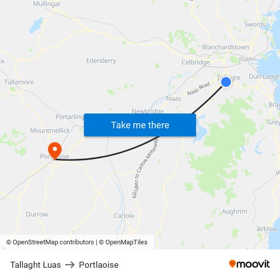 Tallaght Luas to Portlaoise map