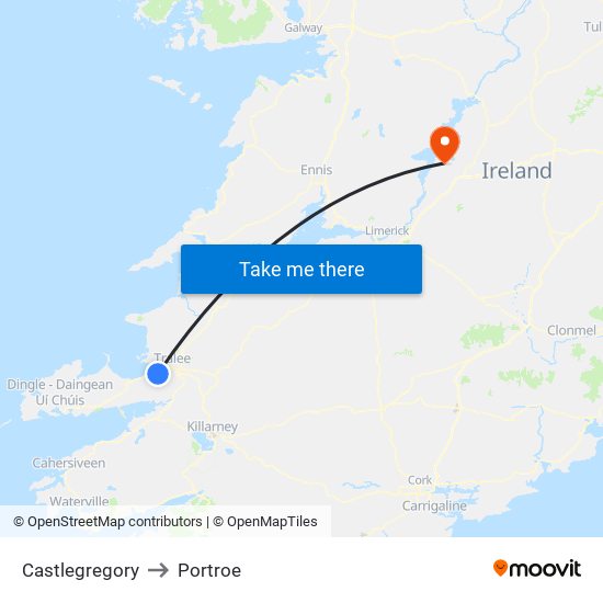 Castlegregory to Portroe map