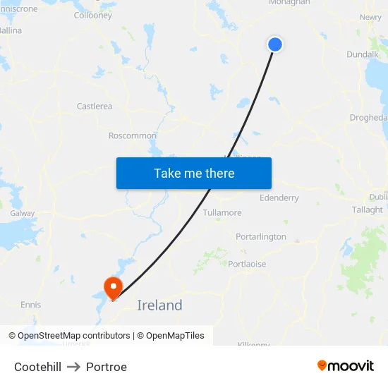 Cootehill to Portroe map