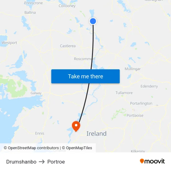 Drumshanbo to Portroe map