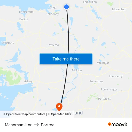 Manorhamilton to Portroe map