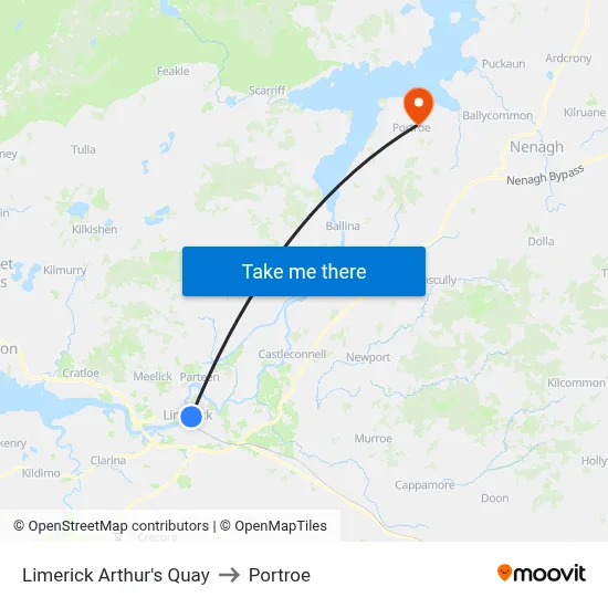 Limerick Arthur's Quay to Portroe map