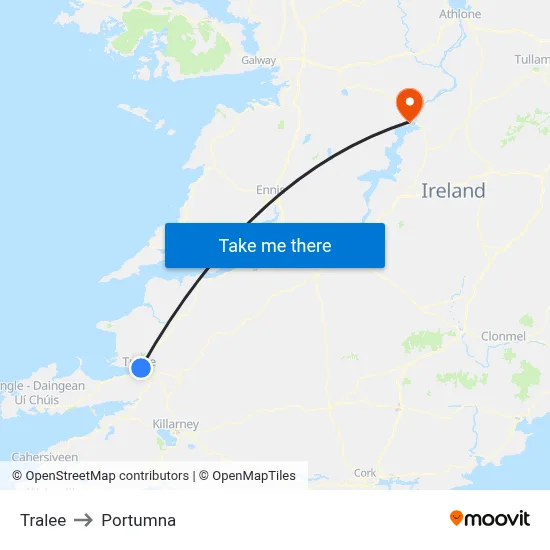 Tralee to Portumna map