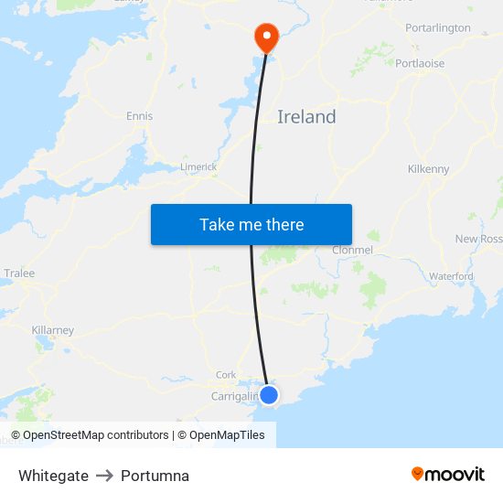 Whitegate to Portumna map