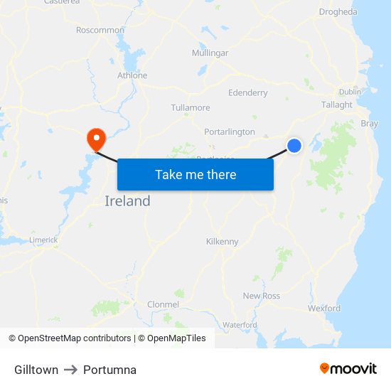 Gilltown to Portumna map