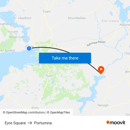 Eyre Square to Portumna map