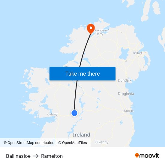 Ballinasloe to Ramelton map