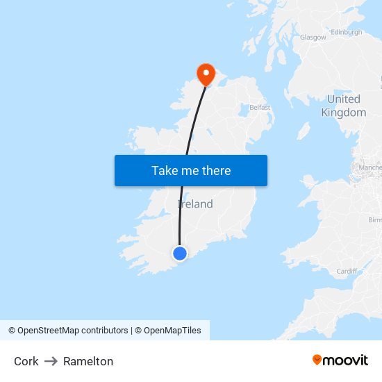 Cork to Ramelton map