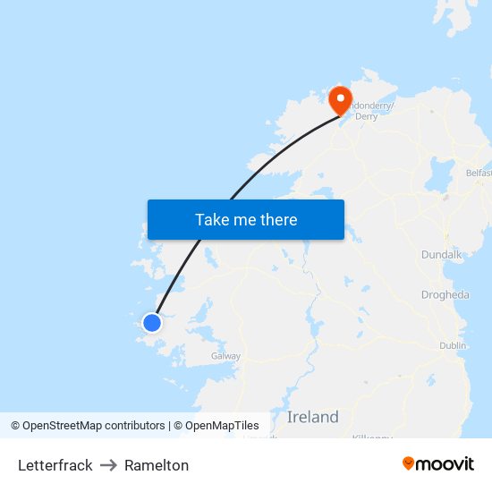 Letterfrack to Ramelton map