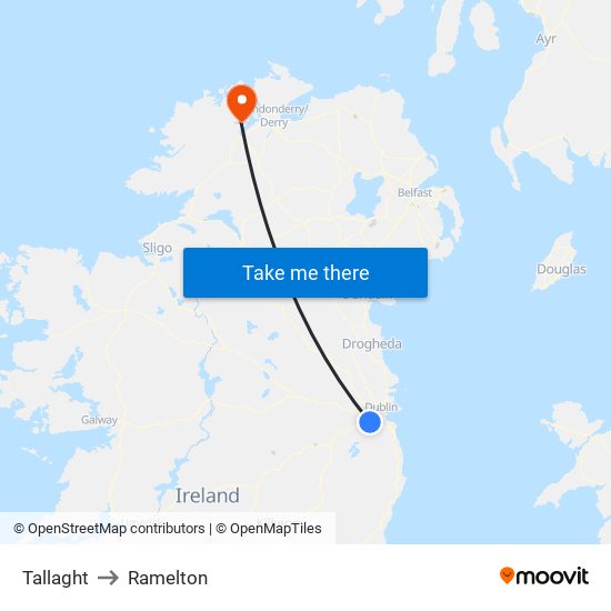 Tallaght to Ramelton map