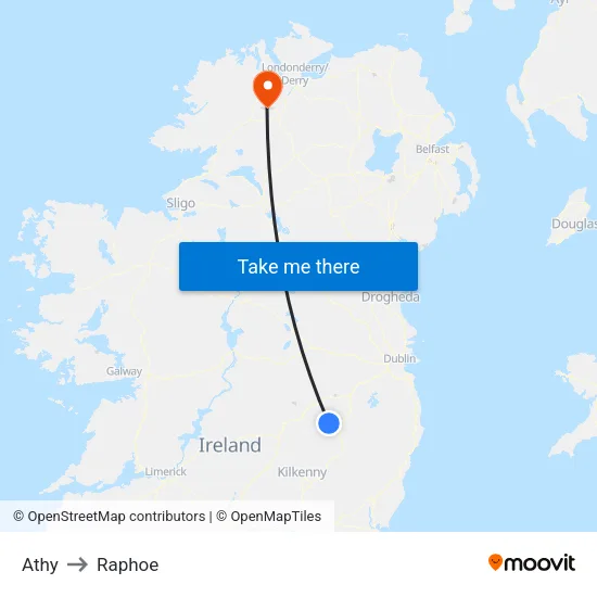 Athy to Raphoe map