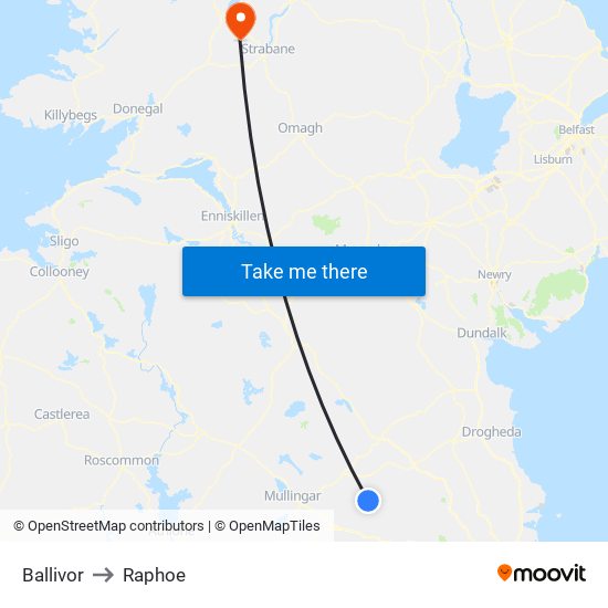 Ballivor to Raphoe map