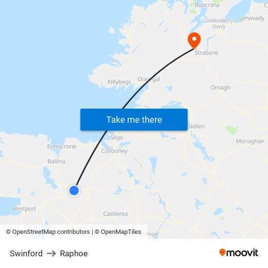 Swinford to Raphoe map