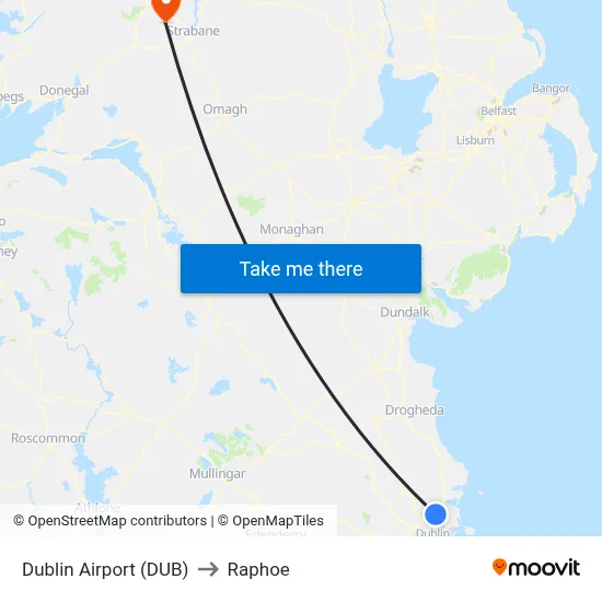 Dublin Airport (DUB) to Raphoe map