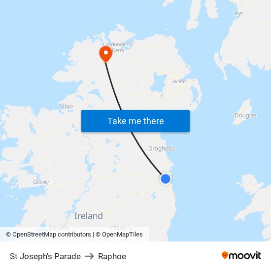 St Joseph's Parade to Raphoe map