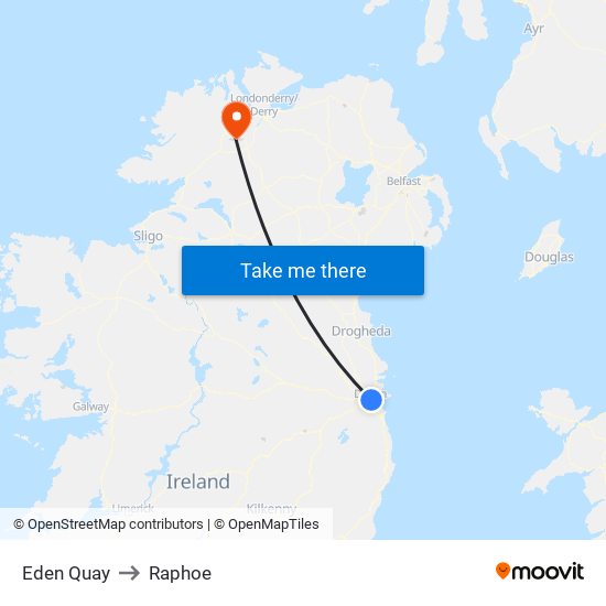 Eden Quay to Raphoe map