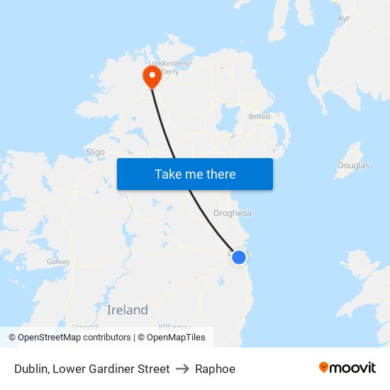 Dublin, Lower Gardiner Street to Raphoe map