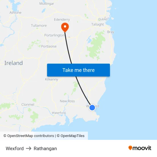 Wexford to Rathangan map