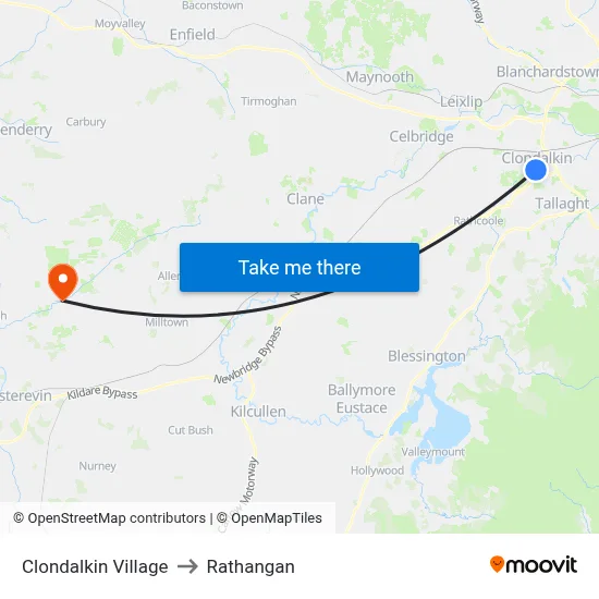 Clondalkin Village to Rathangan map