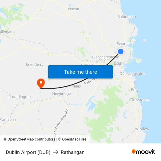 Dublin Airport (DUB) to Rathangan map