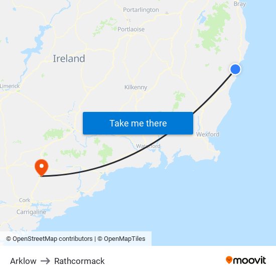 Arklow to Rathcormack map