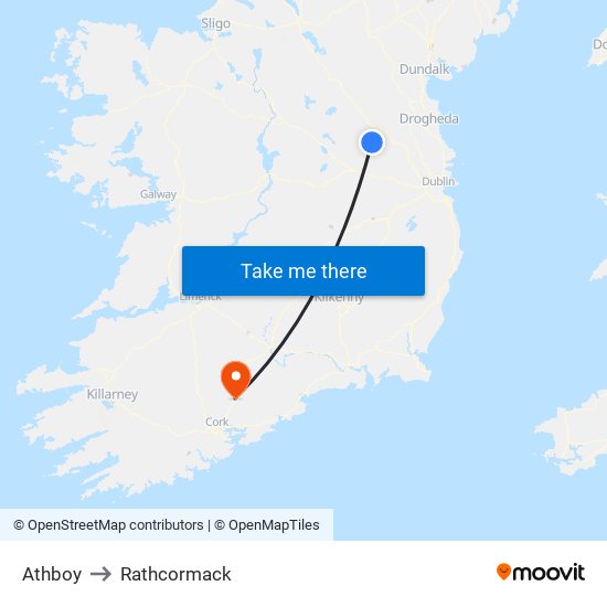 Athboy to Rathcormack map