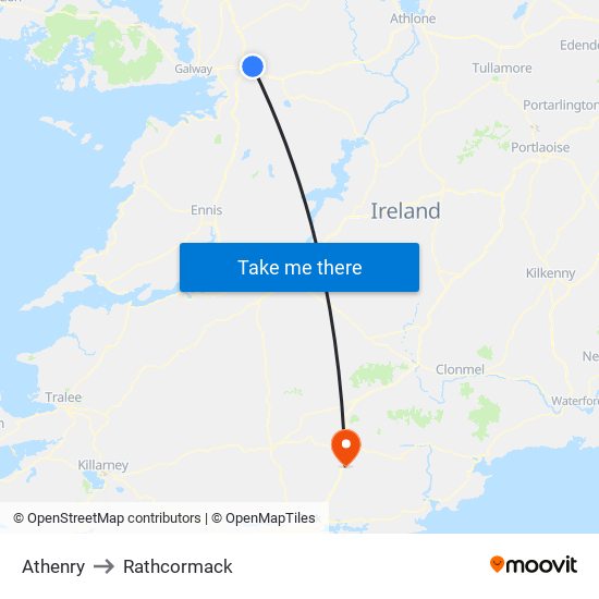 Athenry to Rathcormack map