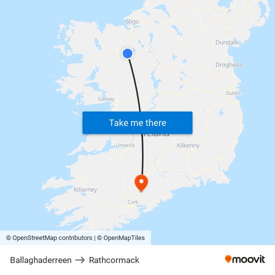 Ballaghaderreen to Rathcormack map