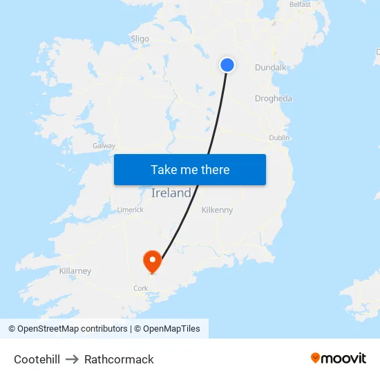 Cootehill to Rathcormack map