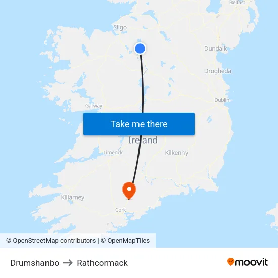 Drumshanbo to Rathcormack map