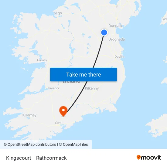 Kingscourt to Rathcormack map