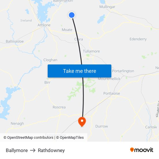 Ballymore to Rathdowney map