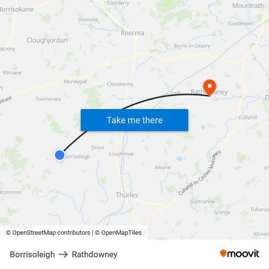 Borrisoleigh to Rathdowney map