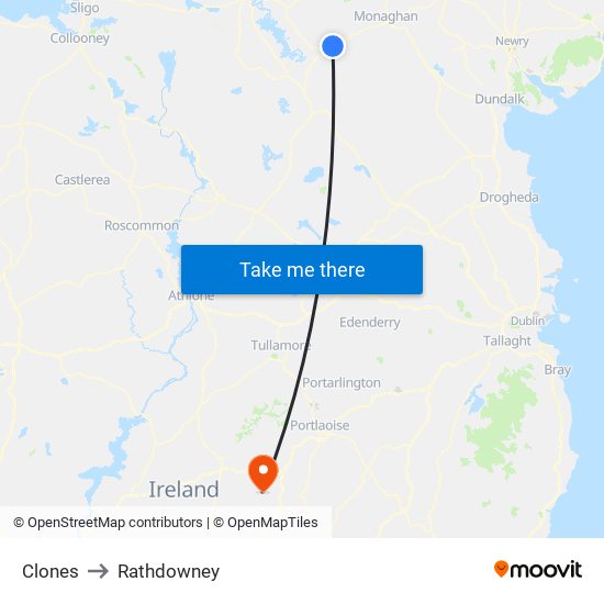 Clones to Rathdowney map