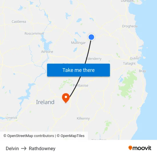 Delvin to Rathdowney map