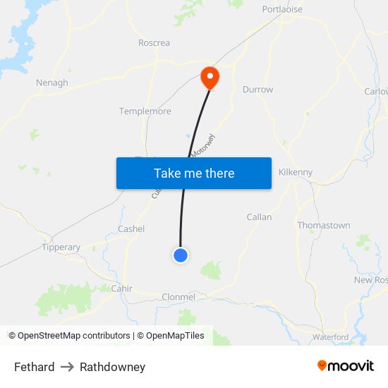 Fethard to Rathdowney map